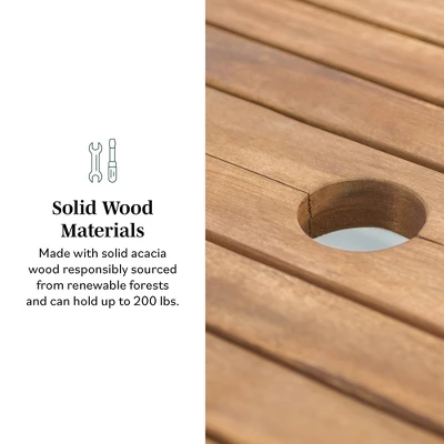 Ravenscroft Modern Boho Acacia Wood Slat Top Rectangle Extendable Outdoor Table - Saracina Home 9 Ravenscroft Modern Boho Acacia Wood Slat Top Rectangle Extendable Outdoor Table - Saracina Home - Image 9