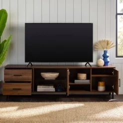 Sana Modern Triple Storage TV Stand For TVs Up To 80" Dark Walnut - Saracina Home 7 Sana Modern Triple Storage TV Stand For TVs Up To 80" Dark Walnut - Saracina Home -Saracina Home GUEST fa65be07 dd72 4823 b878 62fc4cd53535