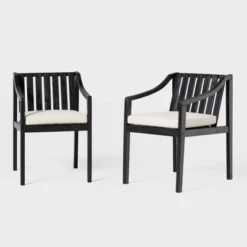 Saracina Home 2pk Mid-Century Modern Slatted Outdoor Acacia Arm Chairs With Cushions 8 Saracina Home 2pk Mid-Century Modern Slatted Outdoor Acacia Arm Chairs With Cushions -Saracina Home GUEST fe39f52a 3746 4258 9035 790086867c9b