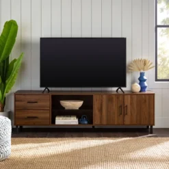 Sana Modern Triple Storage TV Stand For TVs Up To 80" Dark Walnut - Saracina Home 9 Sana Modern Triple Storage TV Stand For TVs Up To 80" Dark Walnut - Saracina Home -Saracina Home GUEST ff1679ed 5f30 47e9 a5d0 3886b74af319