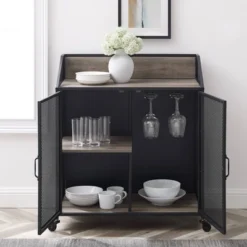 Urban Industrial Metal Mesh Bar Cart With Wheels - Saracina Home 14 Urban Industrial Metal Mesh Bar Cart With Wheels - Saracina Home -Saracina Home GUEST ff406dda d620 4228 9ca2 9466e7b28653