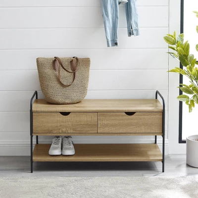 Modern 2 Drawer Storage Entry Bench - Saracina Home 3 Modern 2 Drawer Storage Entry Bench - Saracina Home - Image 3