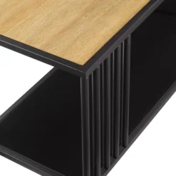 55.5" Modern 4 Shelf With Metal Bar Room Divider Bookcase Coastal Oak/Black - Saracina Home 13 55.5" Modern 4 Shelf With Metal Bar Room Divider Bookcase Coastal Oak/Black - Saracina Home -Saracina Home GUEST ffa6e104 97bb 4319 b27b 600bbe750d80