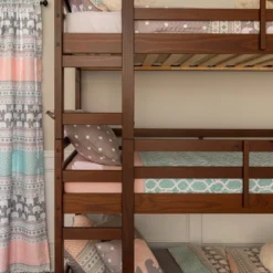 Twin Indy Solid Wood Triple Bunk Bed Walnut - Saracina Home 9 Twin Indy Solid Wood Triple Bunk Bed Walnut - Saracina Home -Saracina Home GUEST fffbb9f0 16df 41c6 af6a 3afc66cf476b